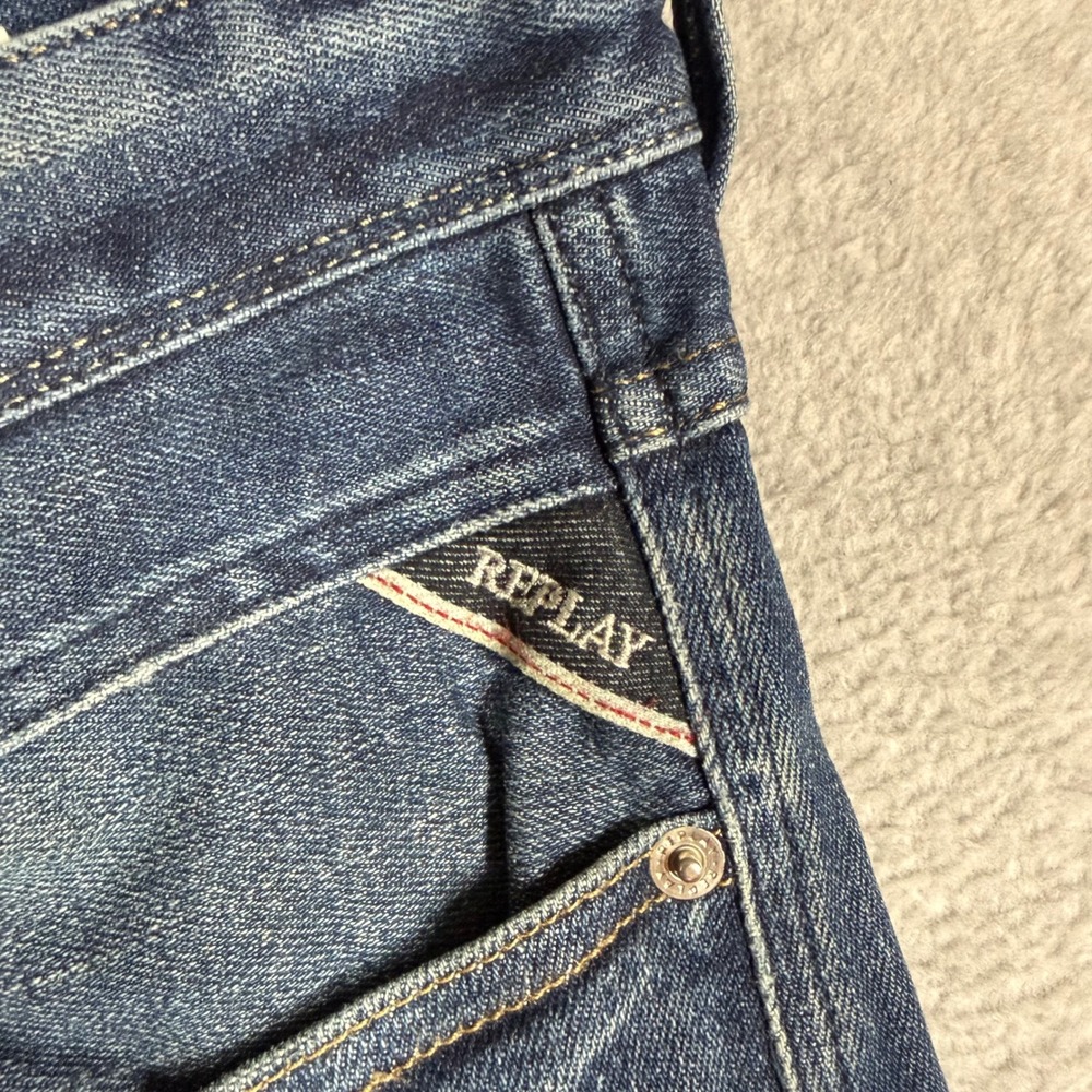 Replay Anbass Slim Fit Jeans Mens 34x32 Medium Wash Blue Denim M914 - Picture 4 of 14